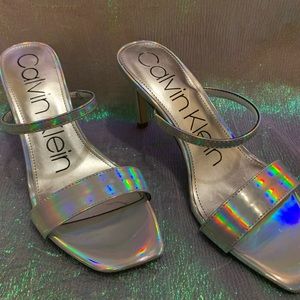 Silver Holographic Calvin Klein Heels 7